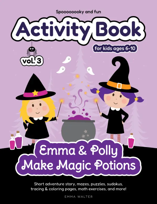 Activity Book for Kids - Emma & Polly Make Magic Potions, printable activity books for kids