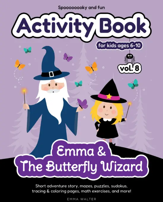 Activity Book for Kids - Emma & The Butterfly Wizard, printable activity books for kids