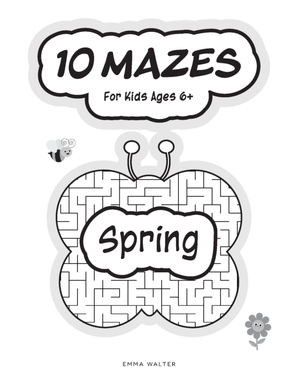 10 Mazes for Kids Ages 6+ Spring, freebie, free printable activity books for kids