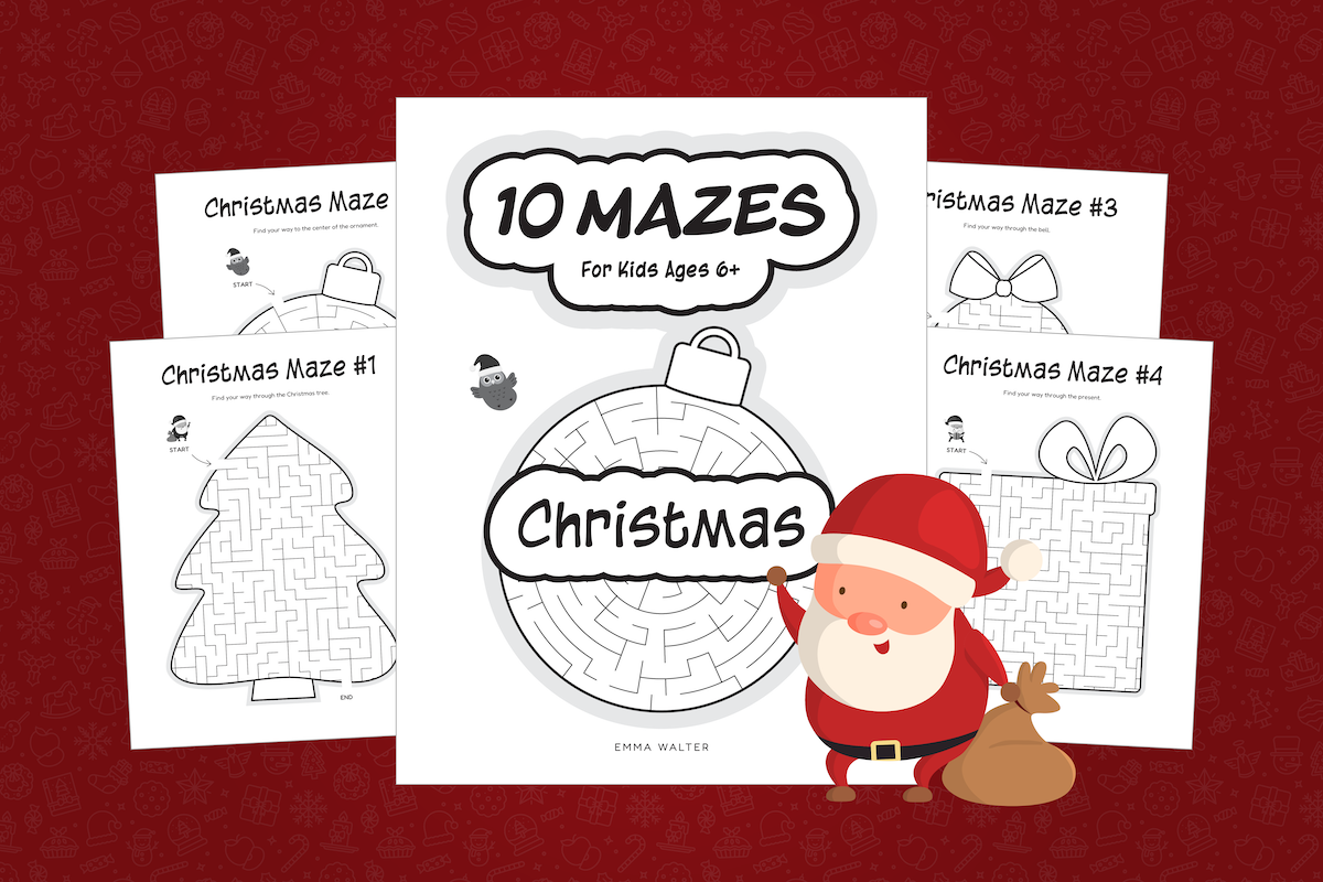 Free Christmas Activity Book Printables for Children, Seasonal Fun, 10 Free Mazes for Kids
